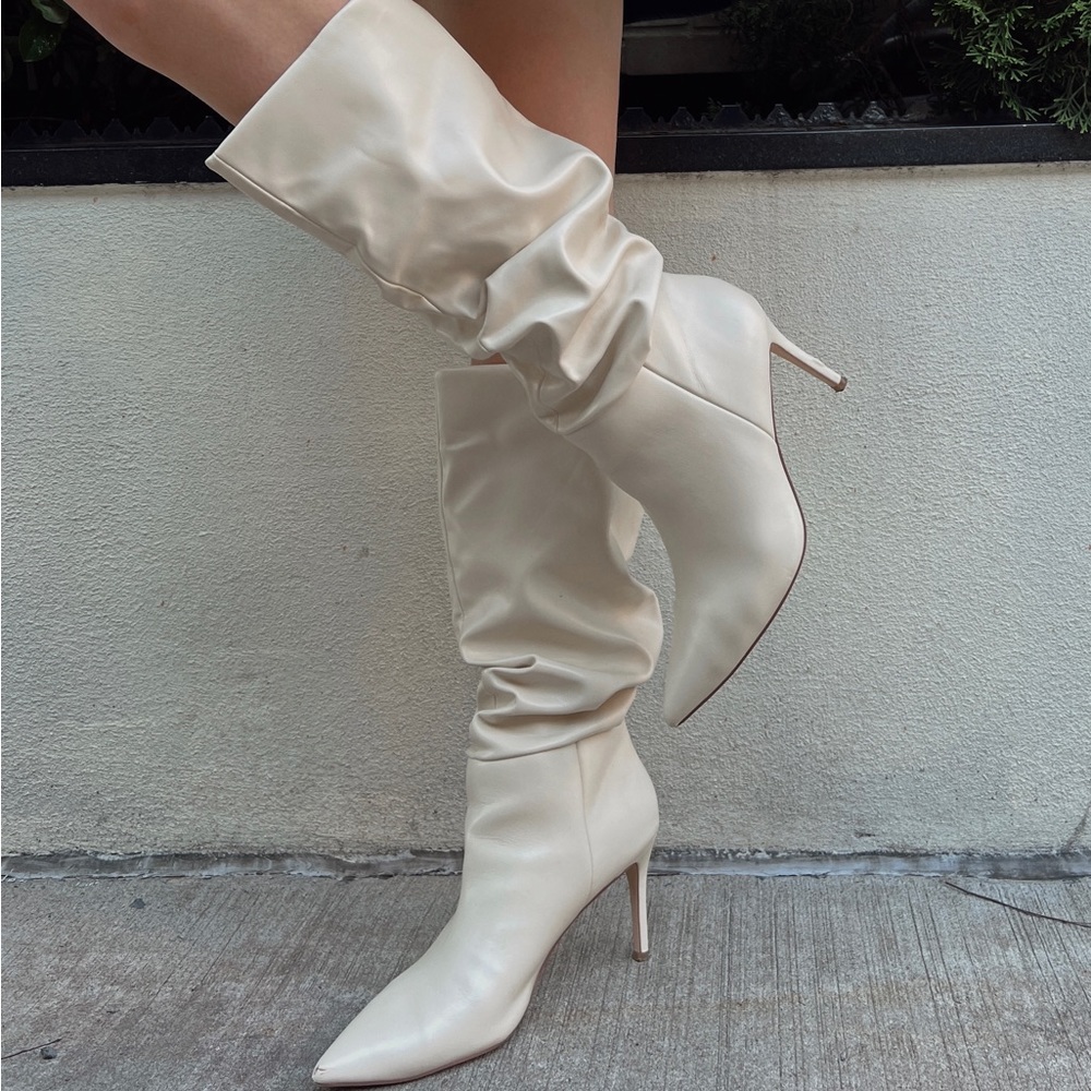 Cream Slouch Boots
